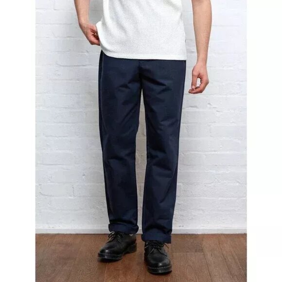 Oliver Spencer Organic Cotton Blue Drawstring Pants Relaxed Fit 2XL NWOT - Picture 1 of 9